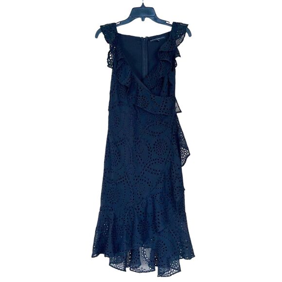 White House Black Market Dress Eyelet Wrap Sleeveless Ruffle - Picture 2 of 14